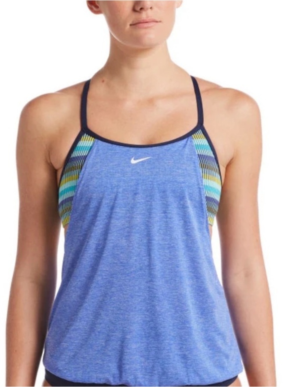 Nike Textured Stripe Layered Tankini Top
